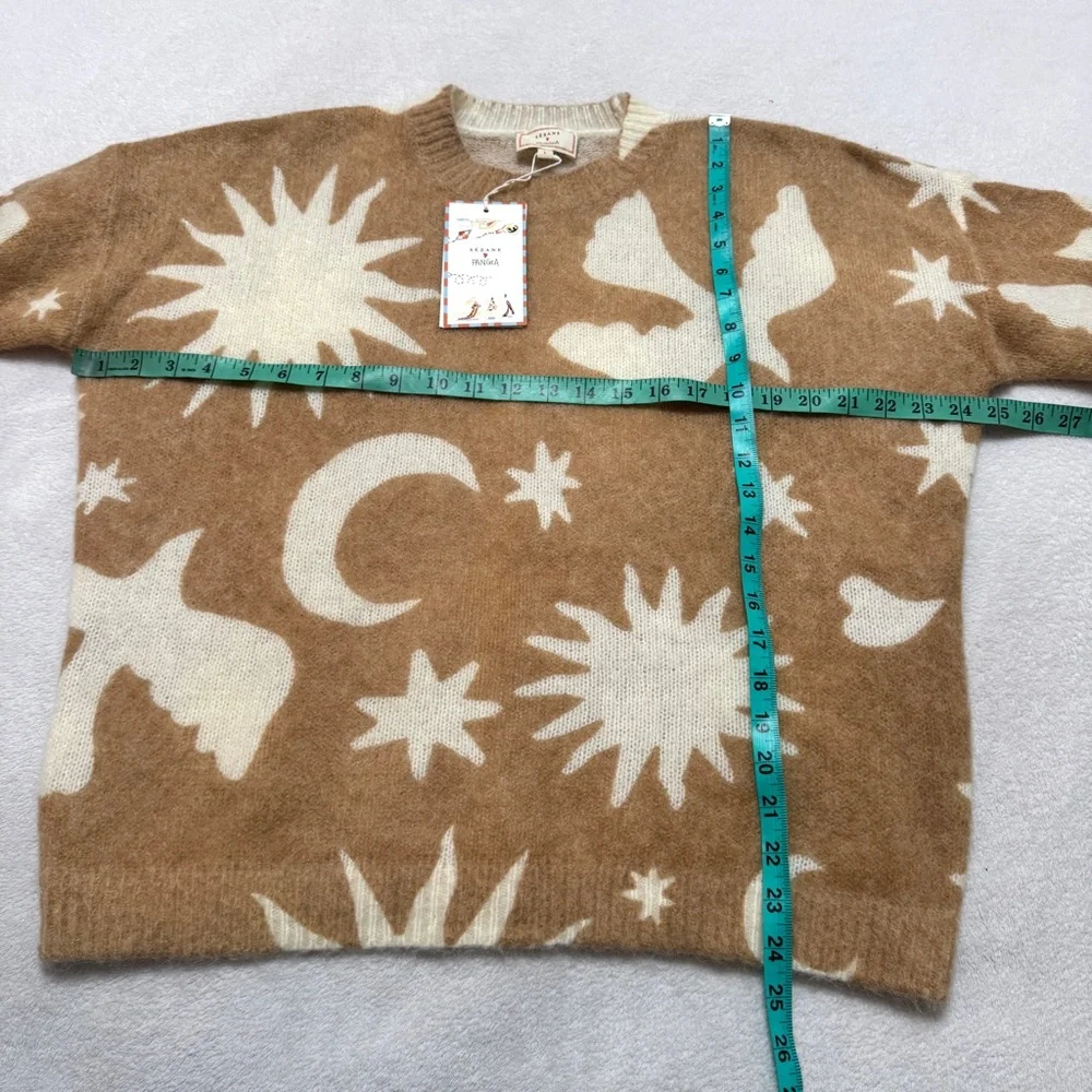 Sezane x Pangea sz L Carmelo Jumper Camel Ecru Mohair Sweater Knit French - Picture 8 of 8